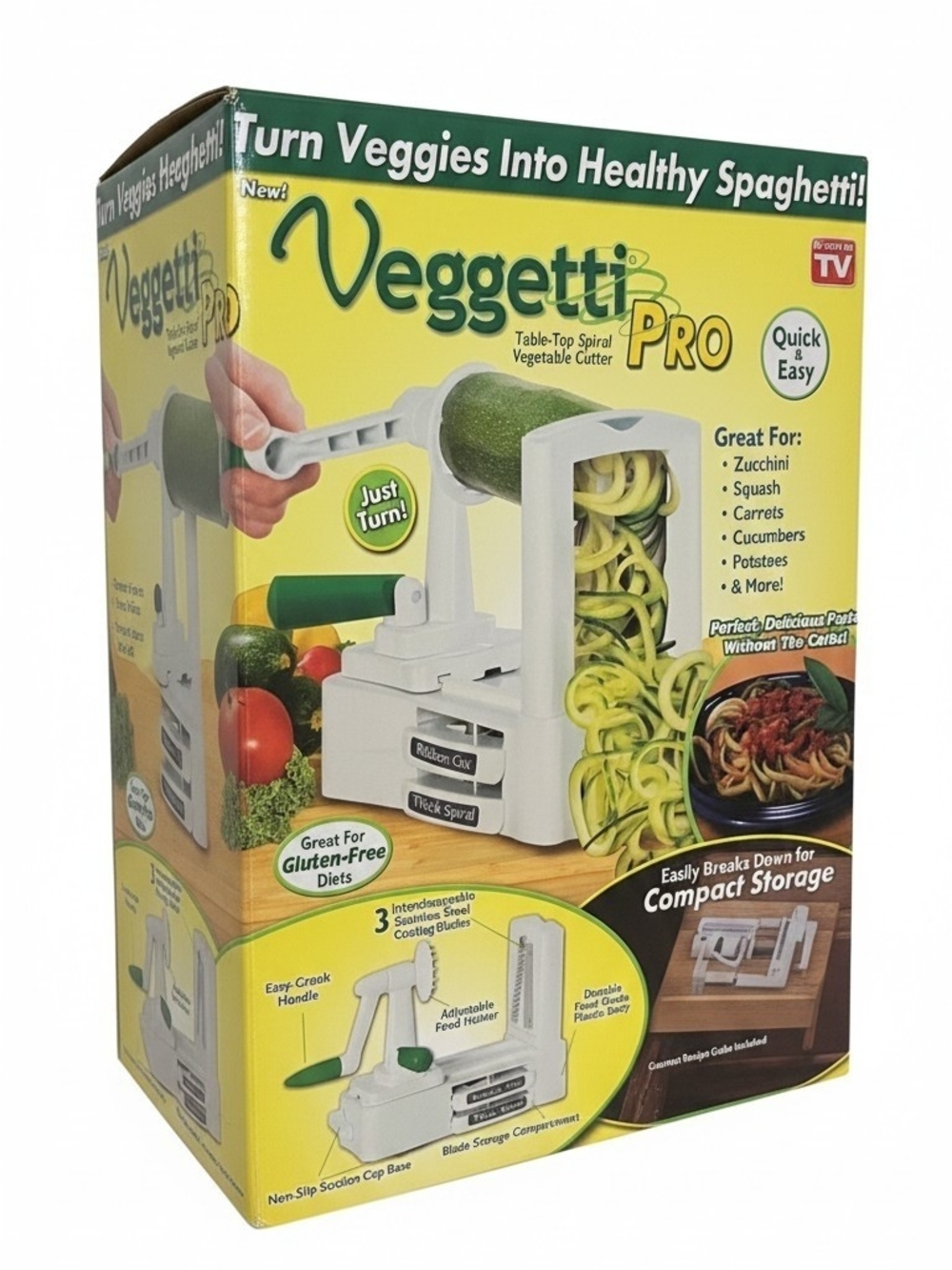Table-Top Spiral Vegetable Cutter - Green/White